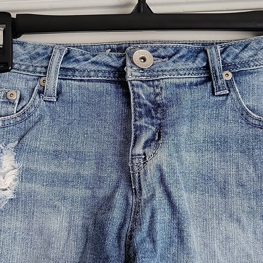 Justice Girl's Simply Low Cuffed Distressed Denim Shorts
